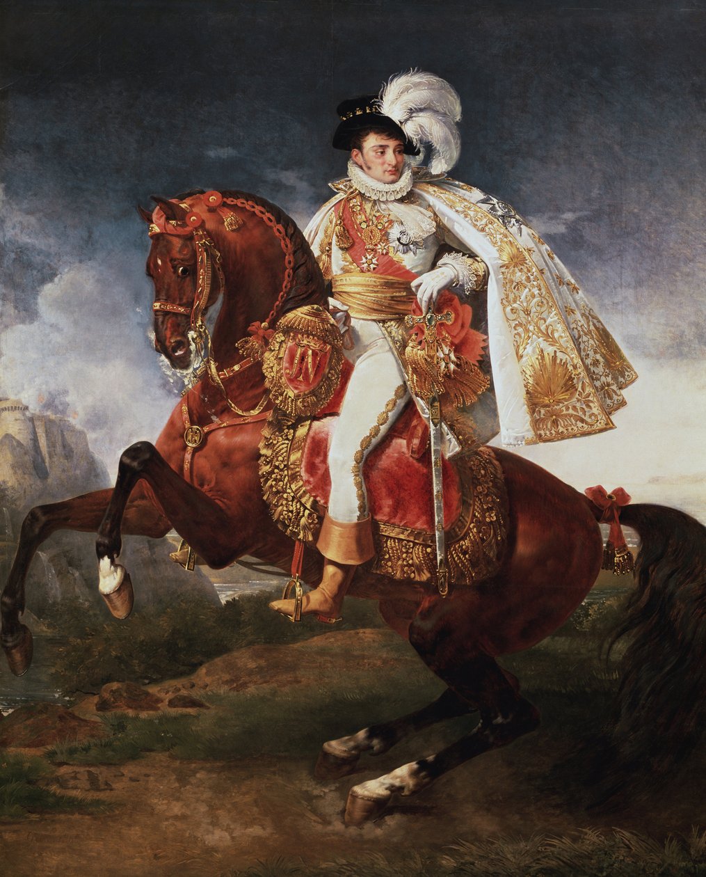 Ridsporträtt av Jerome Bonaparte, kung av Westfalen (olja på duk av Baron Antoine Jean Gros