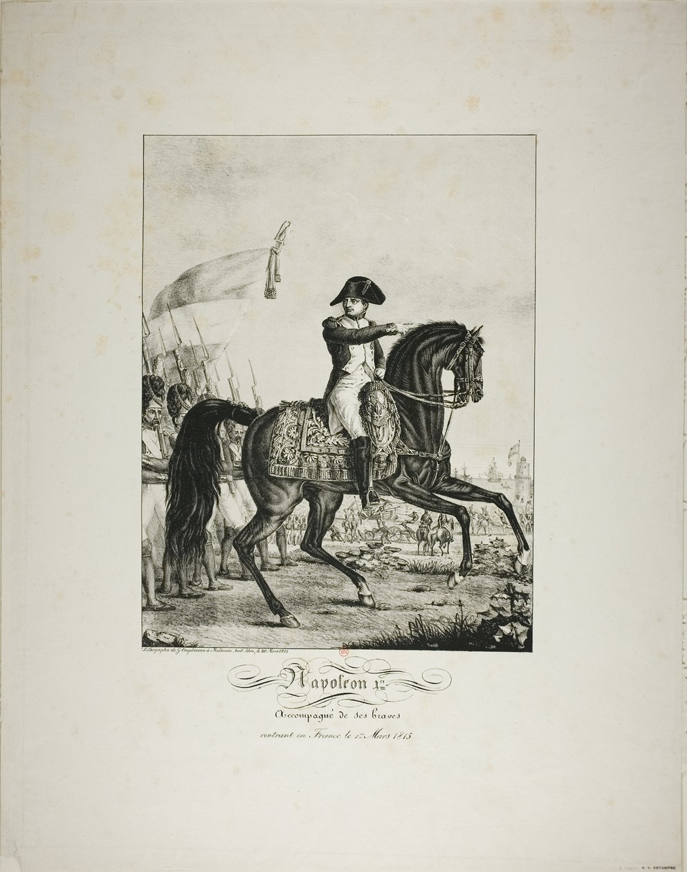 Napoleon åtföljd av sina goda män återvände till Frankrike den 1 mars 1815 av Baron François Pascal Simon Gérard