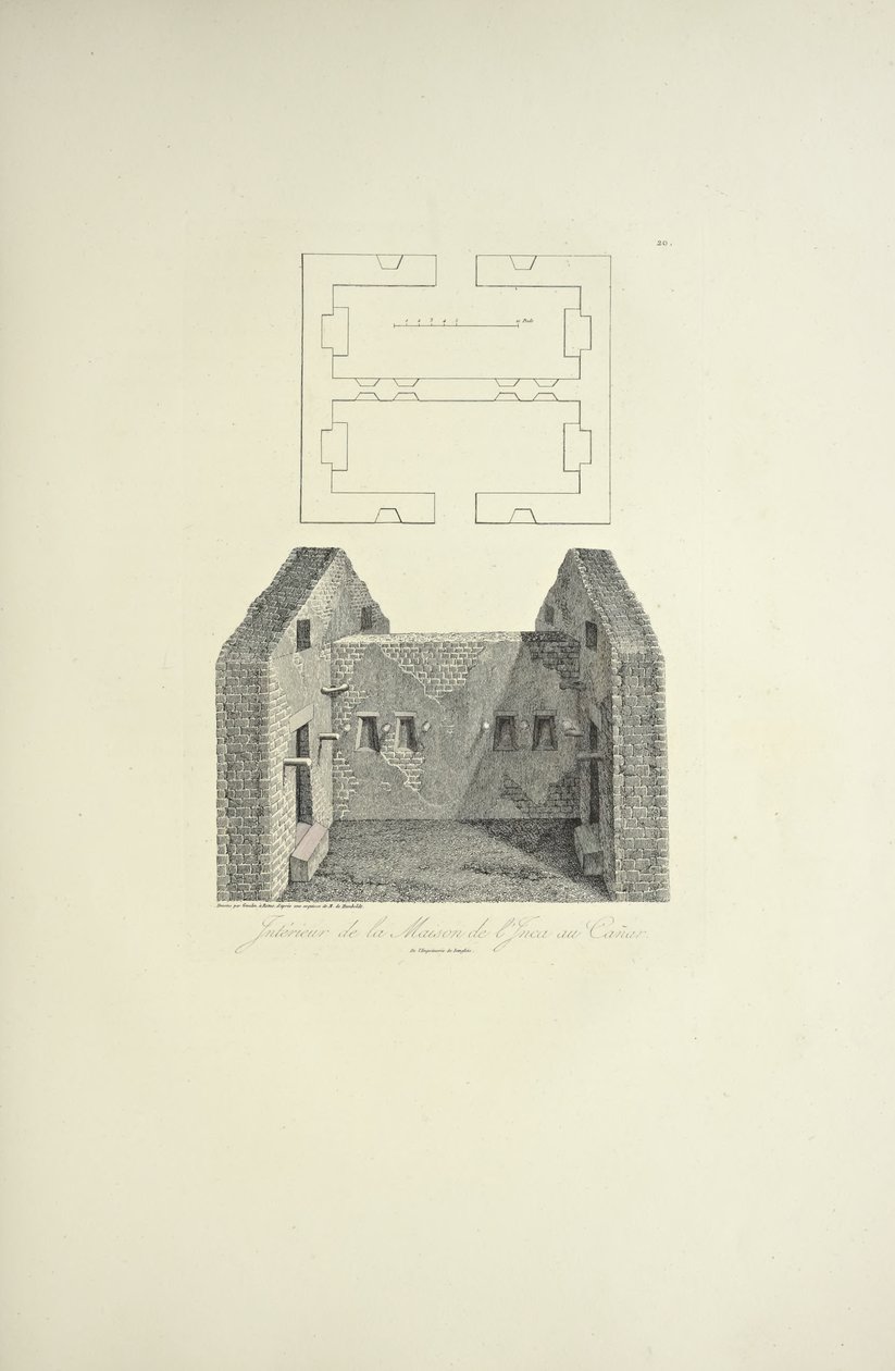 Interiör av Inkahuset på Canar, ritad av Gmelin, illustration från "Views of the Cordilleras and Monuments of the Native Peoples of America" ​​av Alexander von Humboldt och Aime Bonpland, 1813 av Baron Friedrich Alexander von Humboldt