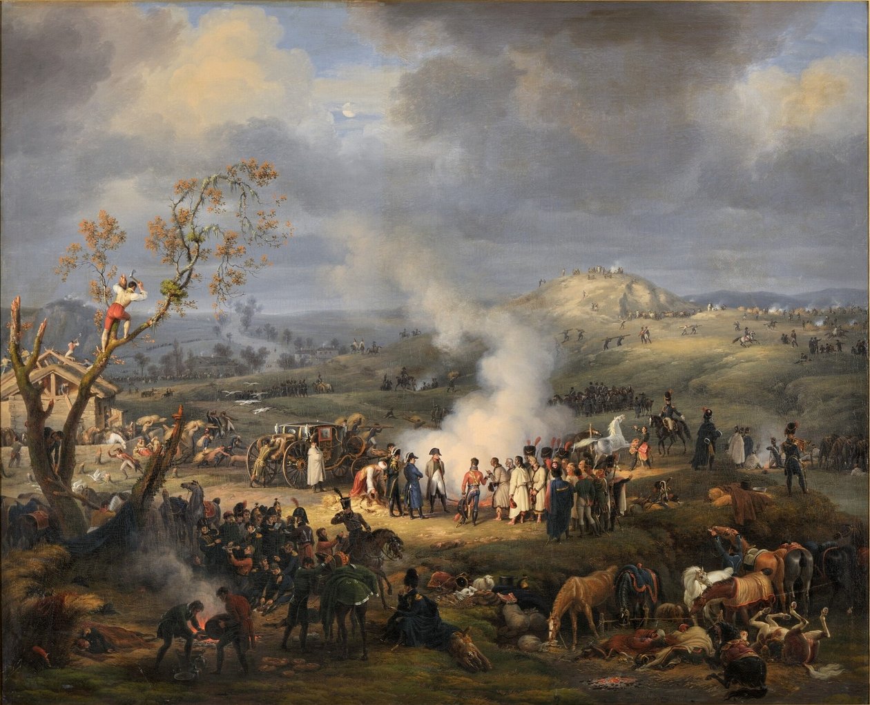 Napoleon med sina trupper inför striden av Baron Lejeune Louis François