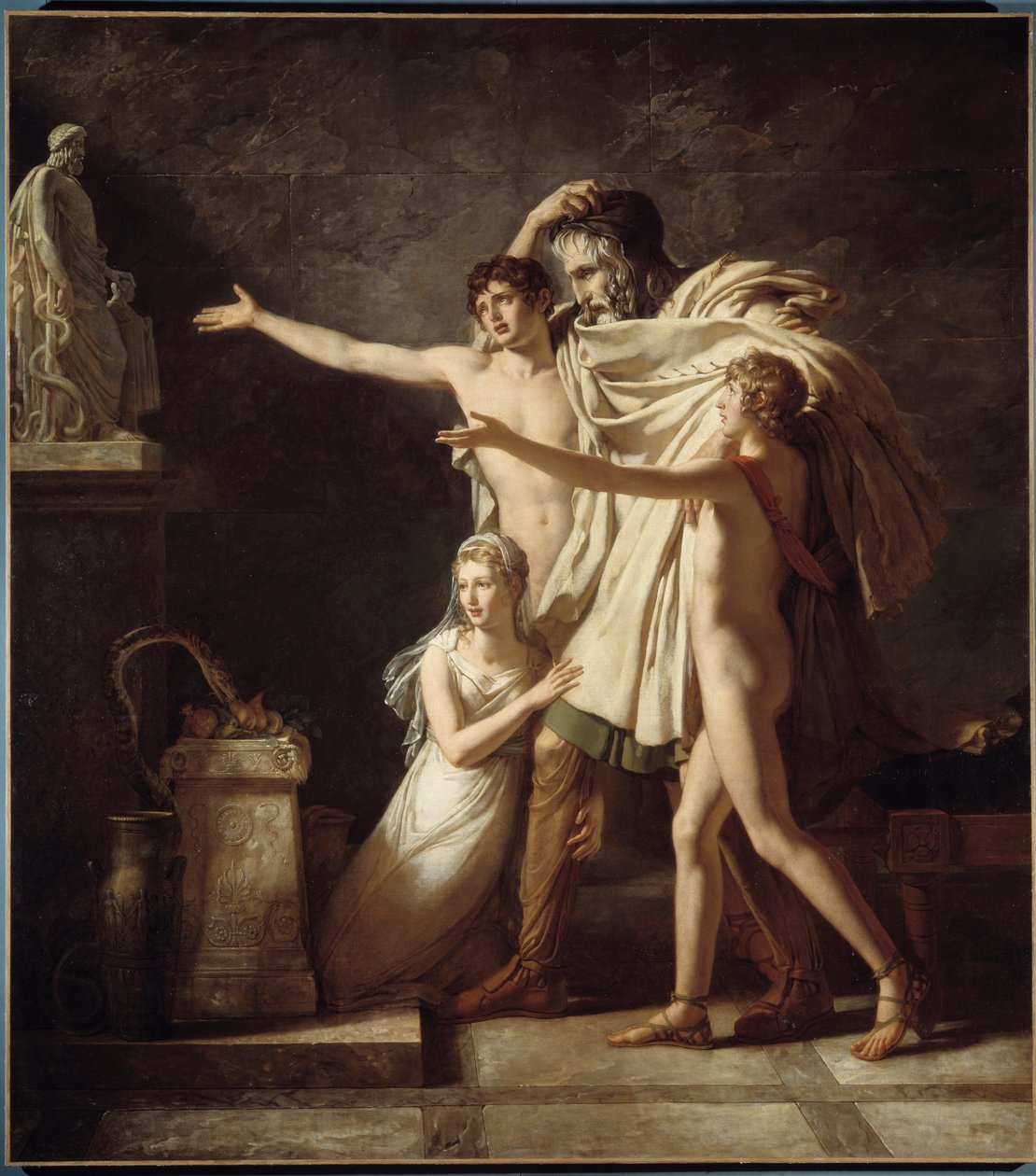 Erbjudande till guden Esculapius Gåva av ormar till vördnad för den romerska medicinens gud - Målning av Pierre Narcissus (Pierre-Narcisse) Guerin (1774-1833) 1803 Sön 2,91x2,59 m Arras, Musee des Beaux Arts - Offeret till gud Aesculapius. Gåva av ormar ti av Baron Pierre Narcisse Guerin