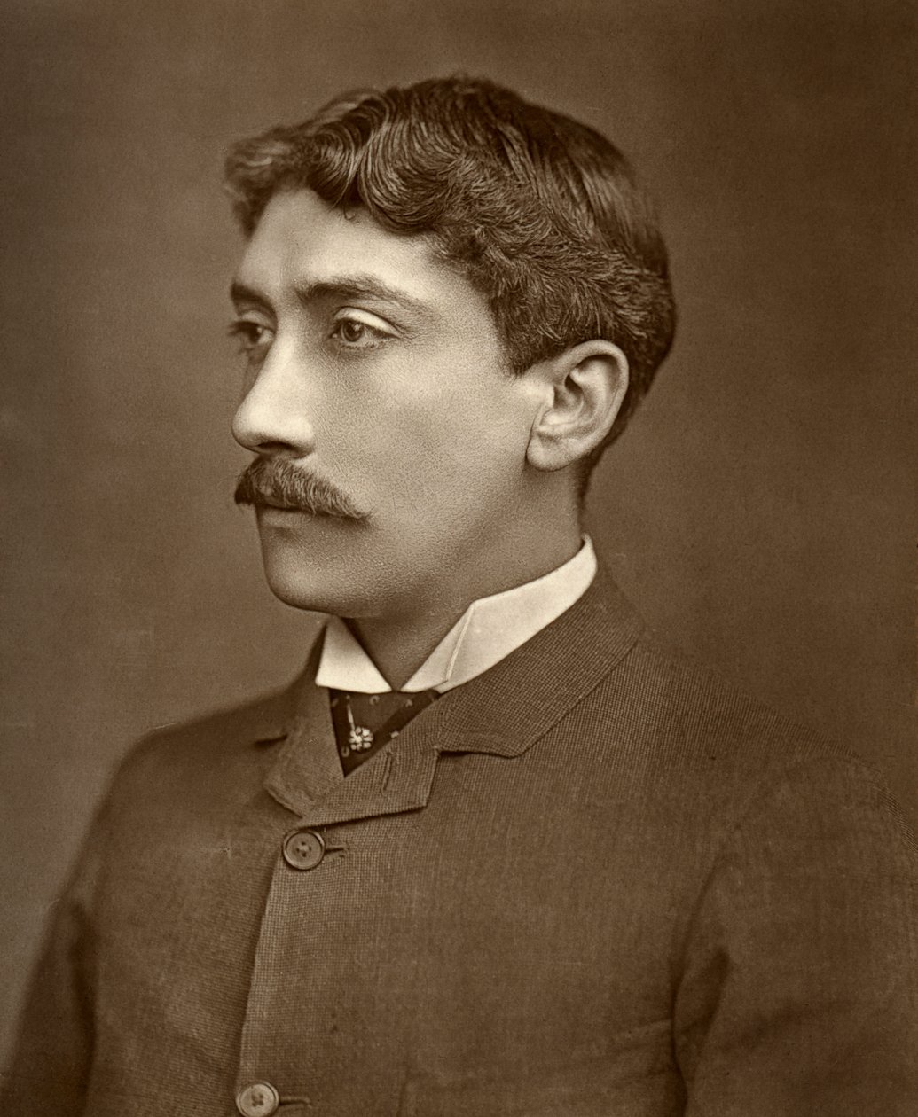 Den brittiske skådespelaren Yorke Stephens i One Change, 1886 av Barraud