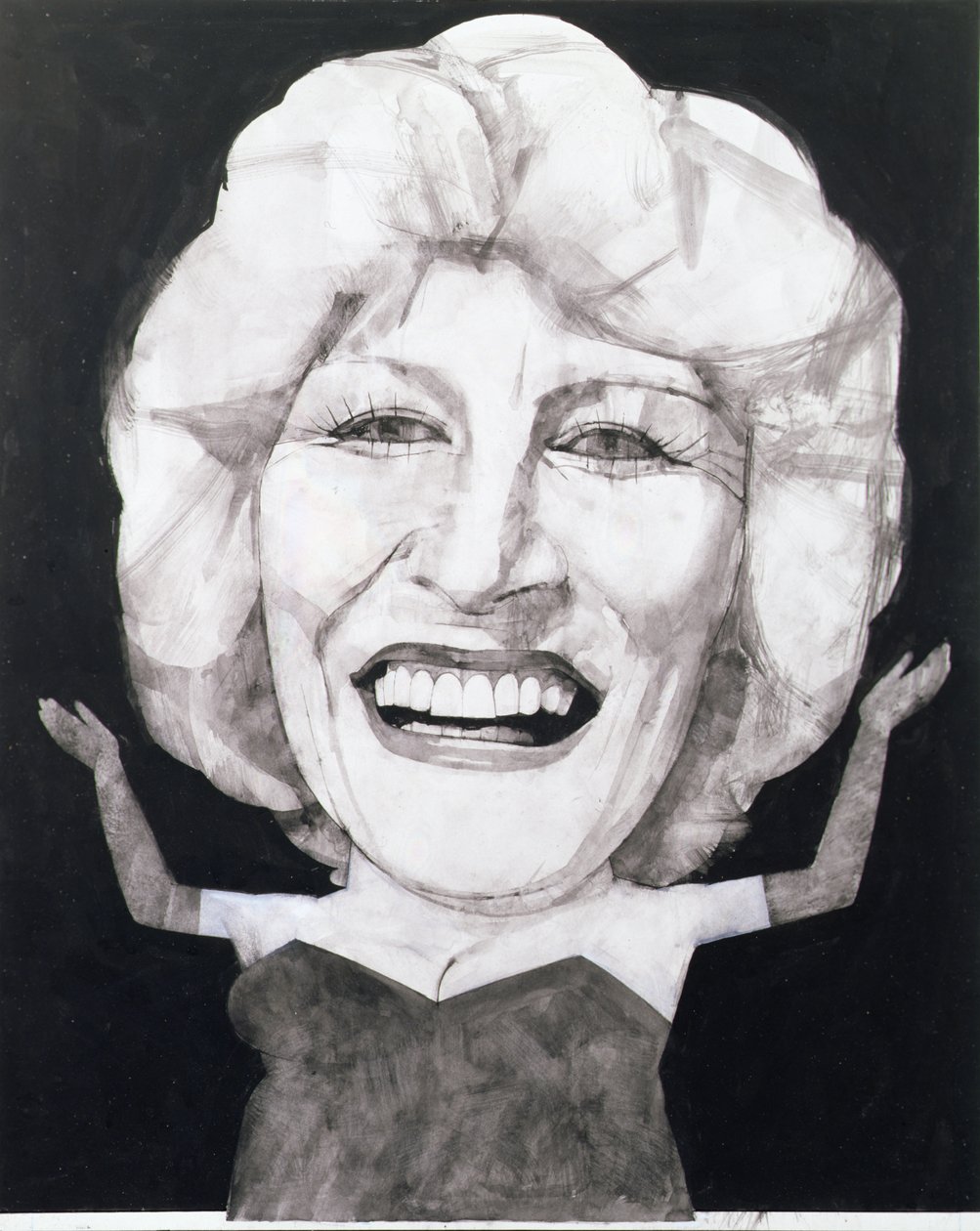 Portrait of Faith Brown, 1970-talet (gouache ombord) av Barry Fantoni