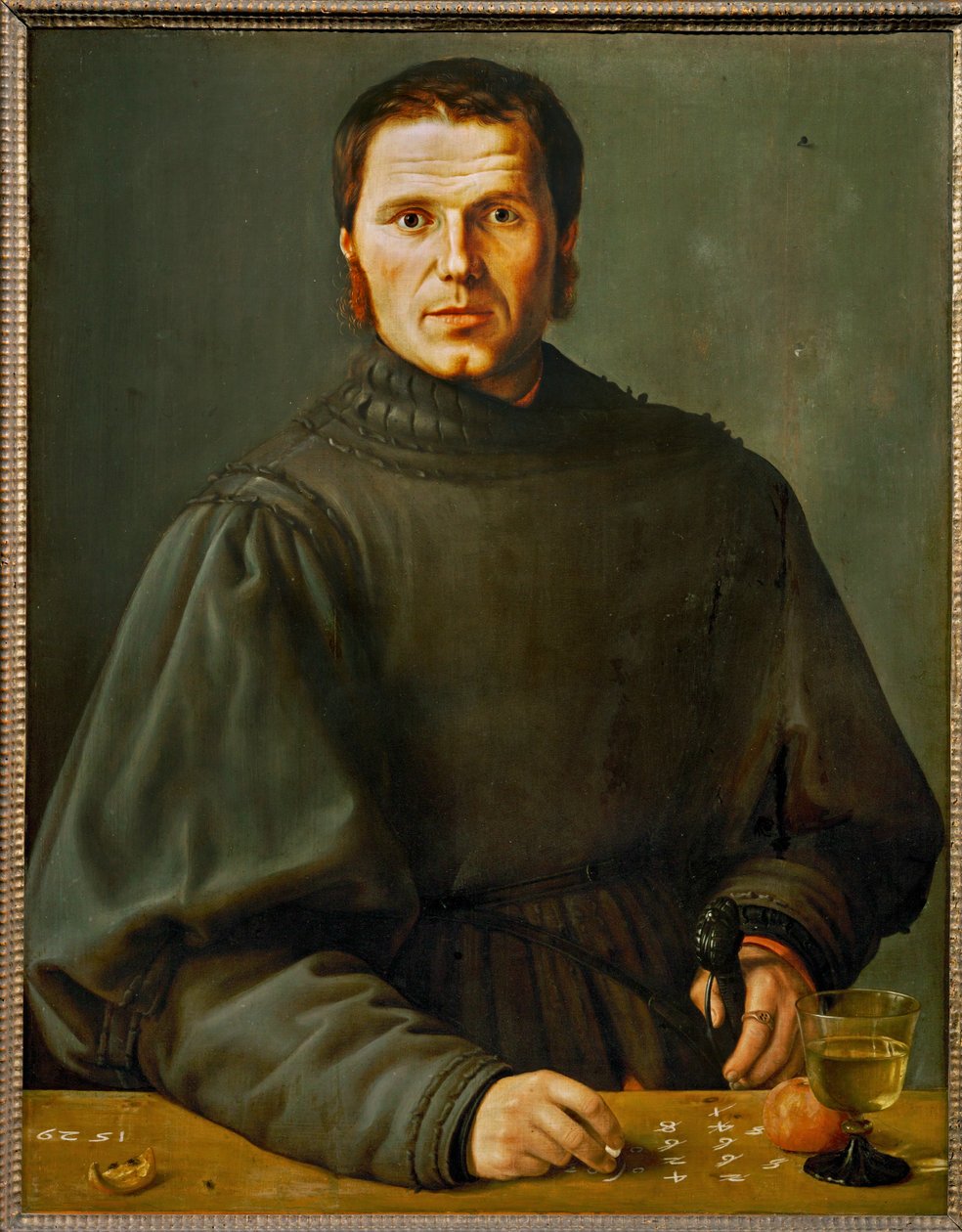 Porträtt av en domare som noterar poäng i en match (målning på lindved) av Barthel Beham