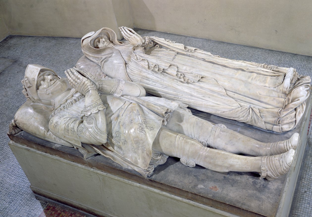 Bildningar av Anne de Montmorency (1493-1567) konstapel och marskalk av Frankrike och Madeleine av Savojen (1510-86) hertiginna av Montmorency, ca 1567 och ca 1586 (marmor) (se även 179341) av Barthelemy Prieur