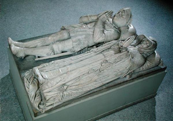 Bildningar av Anne de Montmorency (1493-1567) konstapel och marskalk av Frankrike och Madeleine av Savojen (1510-86) hertiginna av Montmorency, ca 1567 och ca 1586 (marmor) (se även 229955) av Barthelemy Prieur