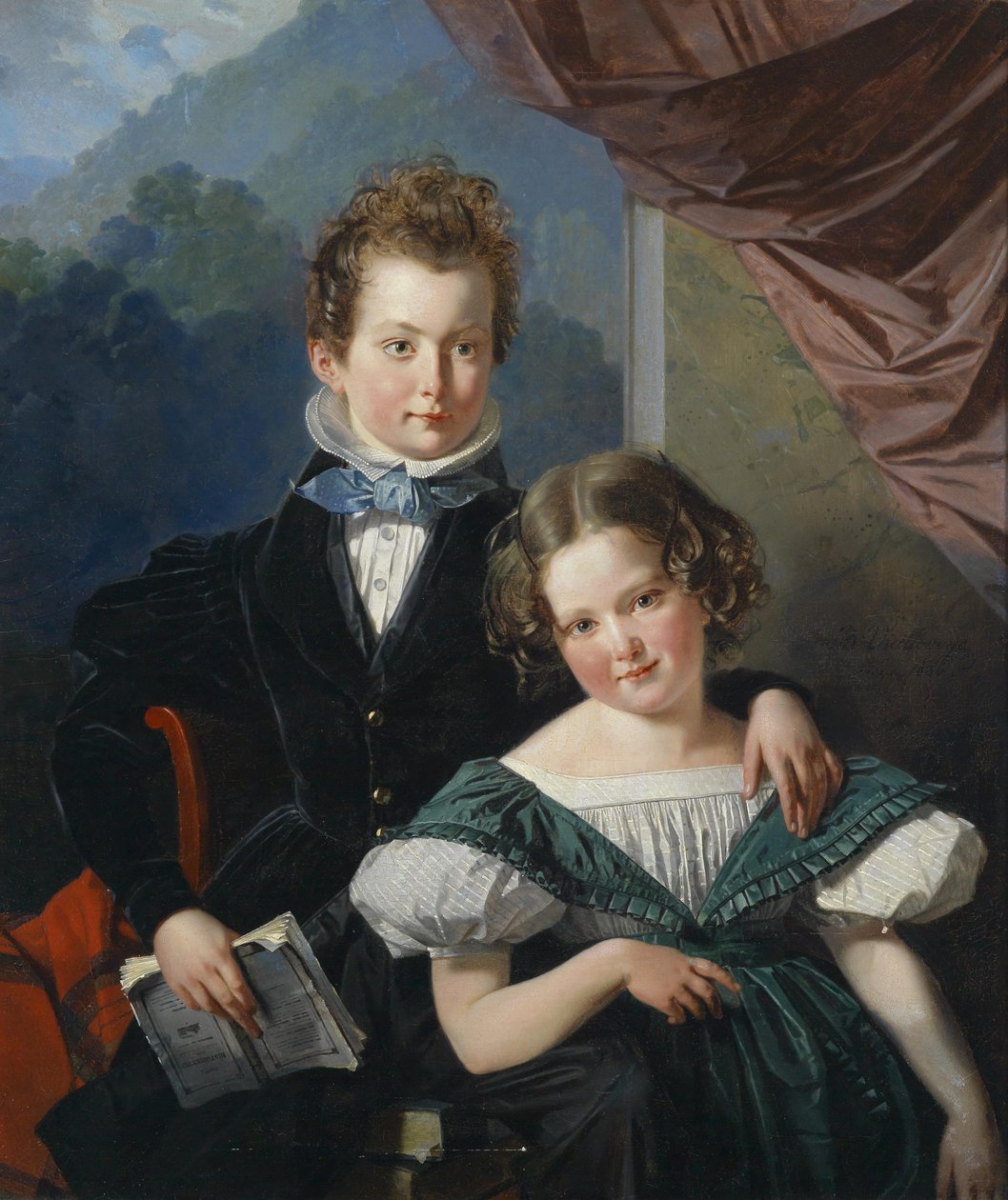 Porträt zweier Kinder der Familie de Thier (laut Überlieferung) av Barthélemy Vieillevoye