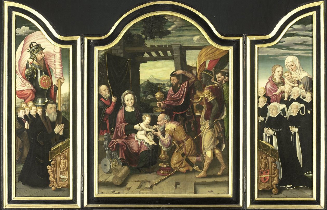 Triptyk med tillbedjan av männen av Bartholomäus Bruyn (I) (manner of)