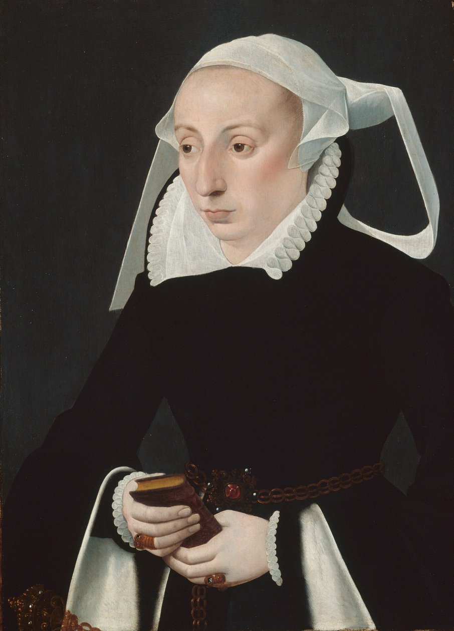 Porträtt av en kvinna med bönbok av Bartholomaeus Bruyn the Younger