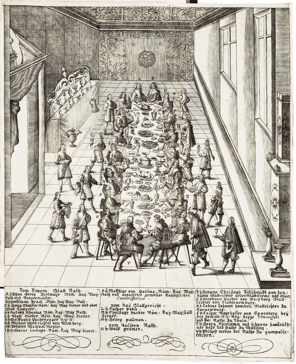 Festmåltid med anledning av trohetslöftet mottaget av Ferdinand IV (1633 -1654) kung av romarna, kung av Ungern och kung av Böhmen den 5 september 1651 i Wien av Bartholomäus Kilian