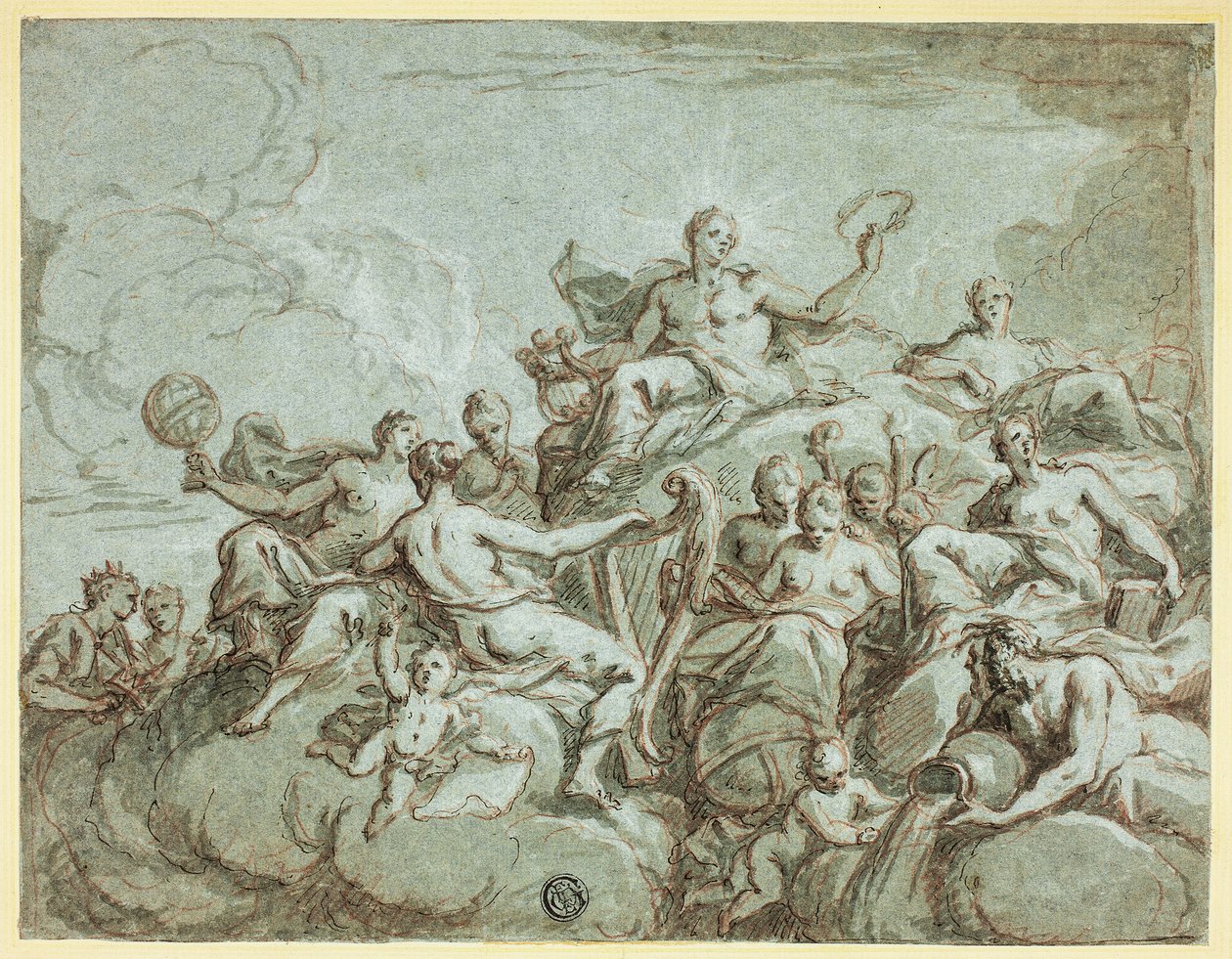 Apollon och muserna av Bartholomaeus Spranger