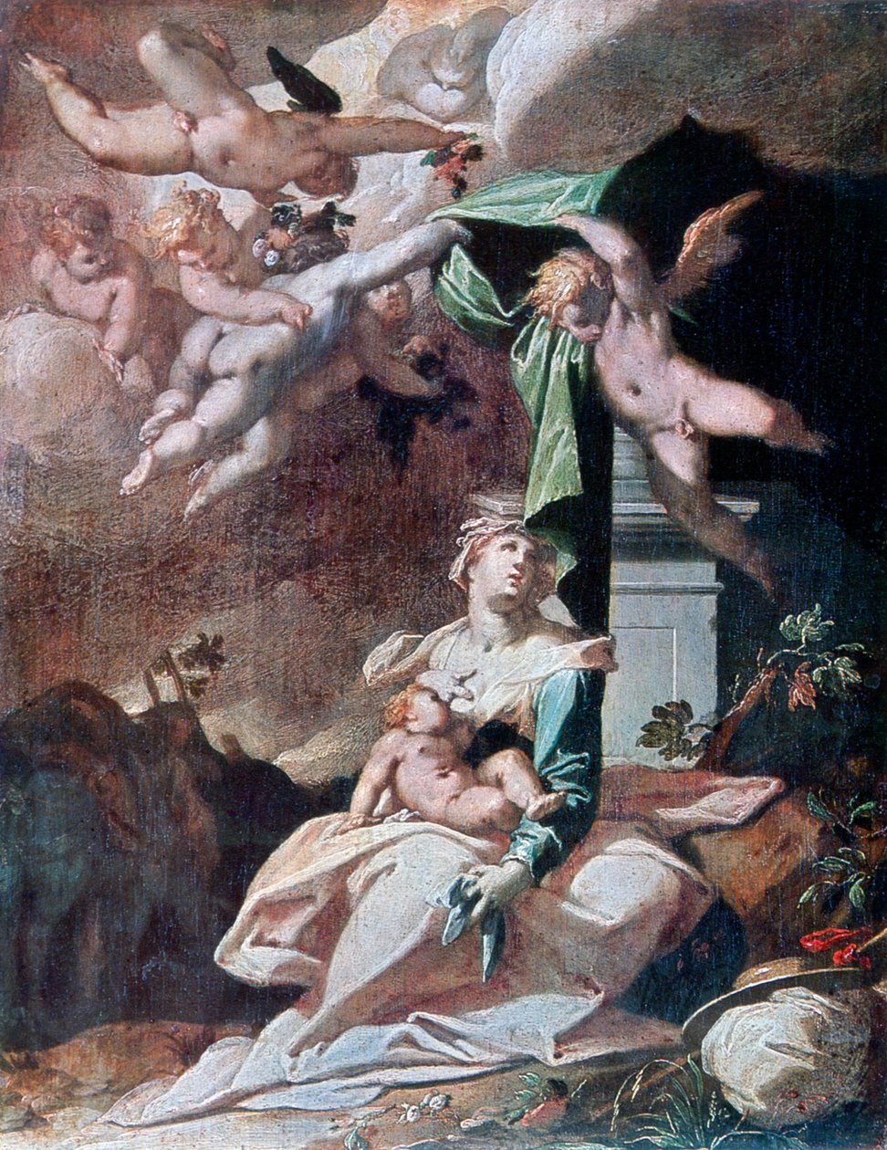 Flyg till Egypten, c1566-1611. av Bartholomaeus Spranger