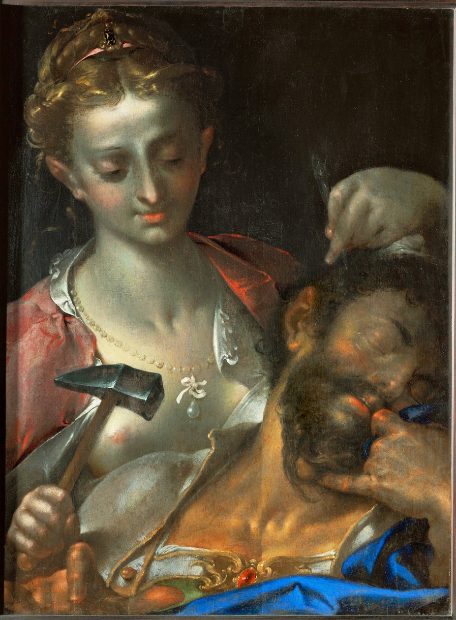 Jael dödar befälhavaren för den kanaaneiska armén genom att slå en tältpinne i hans tempel av Bartholomaeus Spranger