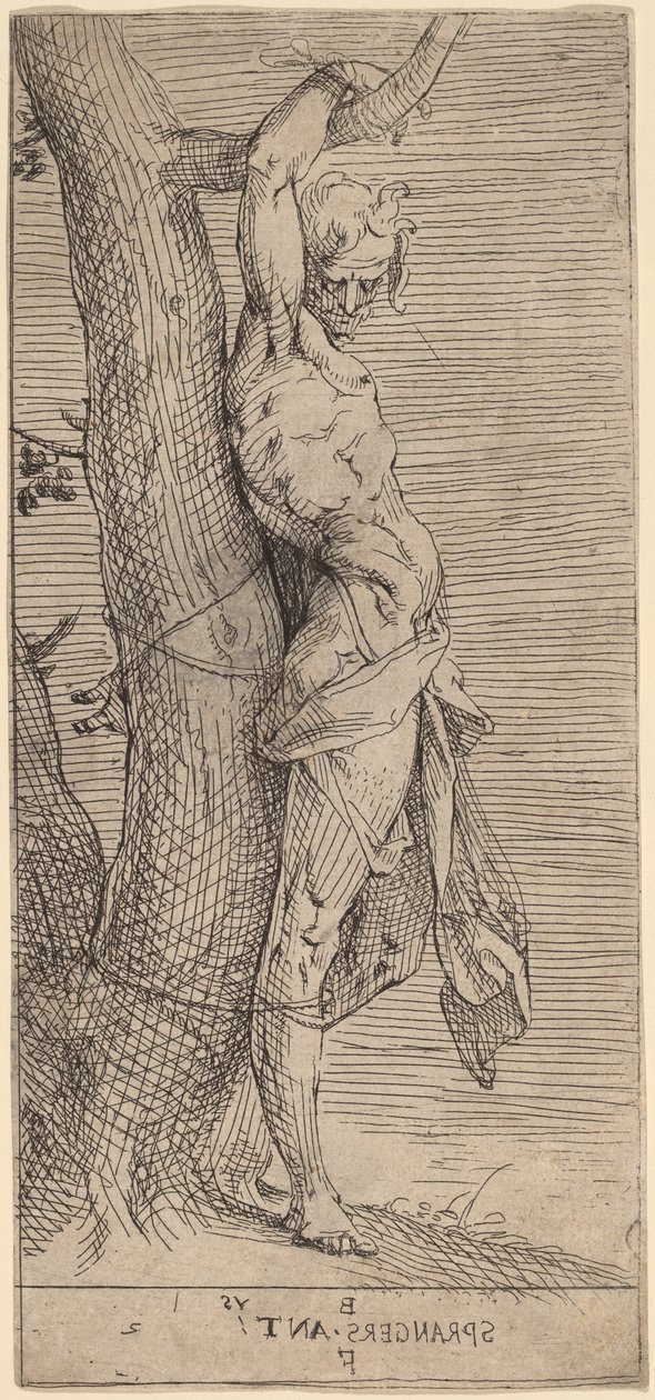 St. Sebastian, bundet till ett träd av Bartholomaeus Spranger