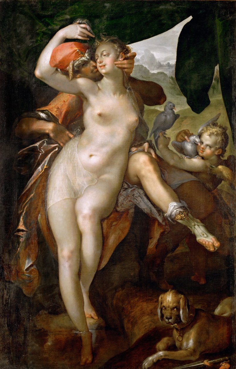 Venus och Adonis, ca 1595-1597 av Bartholomaeus Spranger