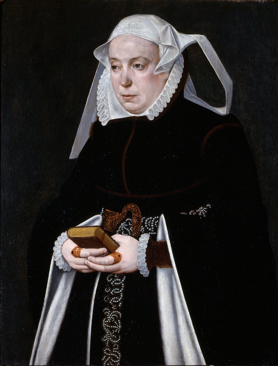 Porträtt av en kvinna, ca 1560-70 (olja på pannå) av Bartholomaus the Younger Bruyn