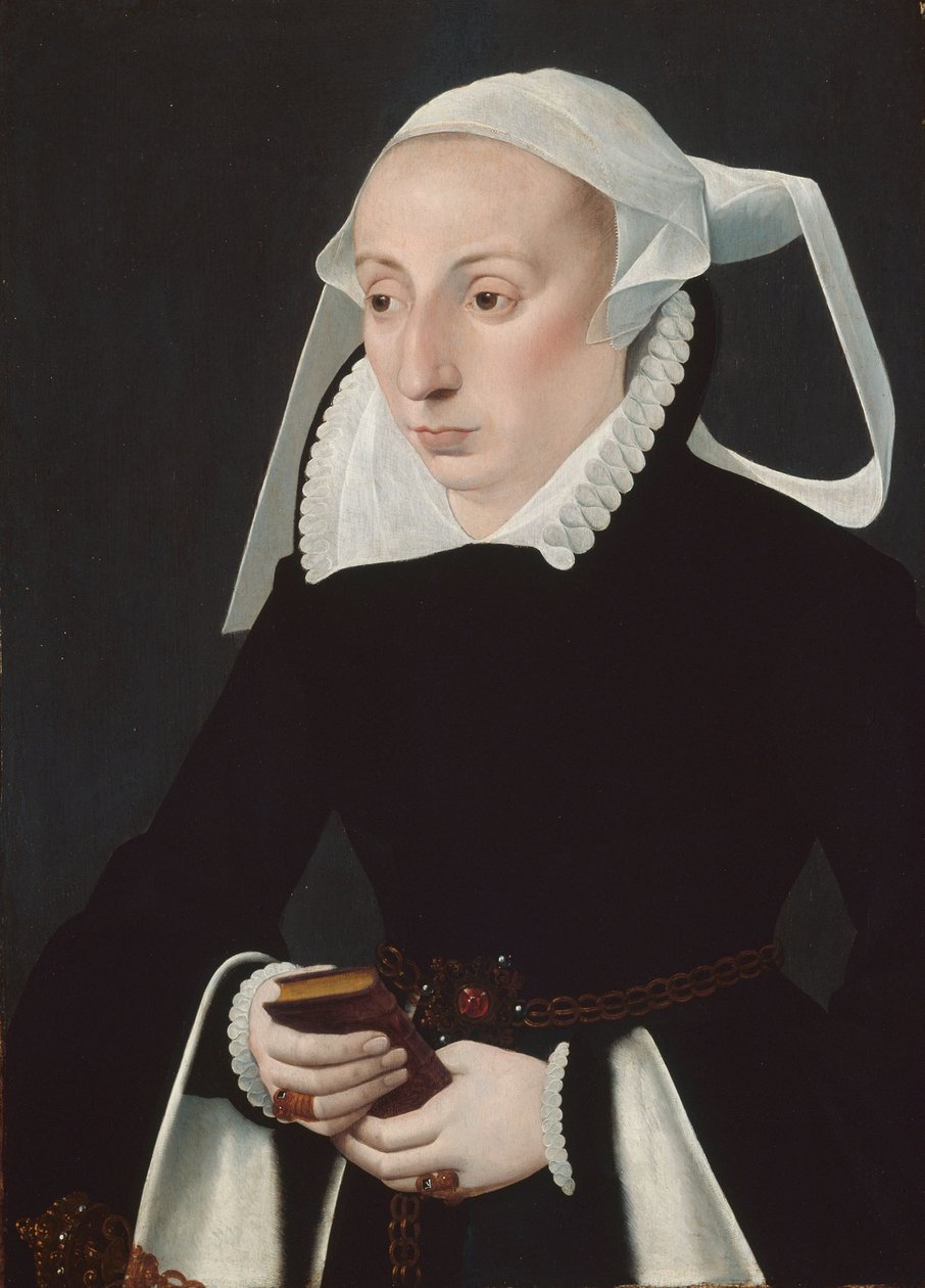 Porträtt av en kvinna med bönbok av Bartholomaus the Younger Bruyn