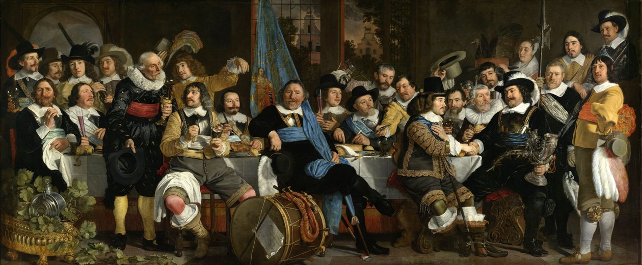 Firandet av Münster, 18 juni 1648, i huvudkontoret för Crossbowmens Civic Guard (St George Guard), Amsterdam av Bartholomeus van der Helst