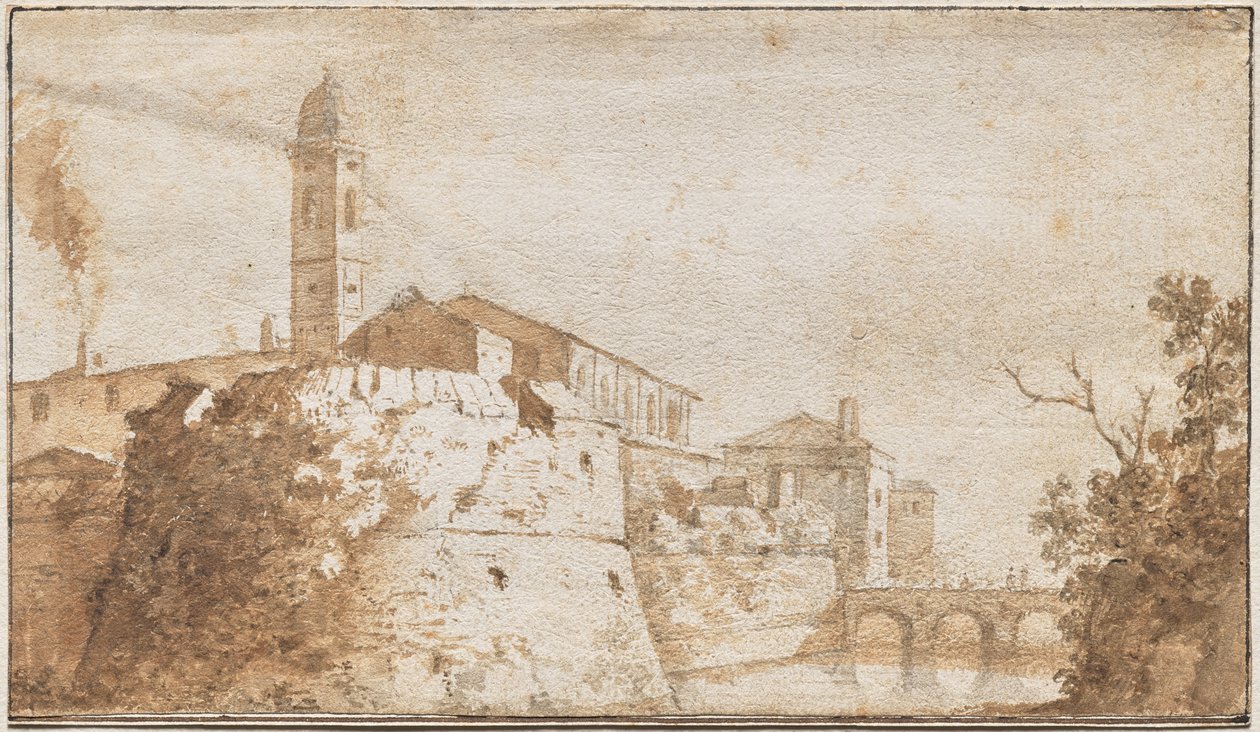 Utsikt över Bracciano med kyrkan S. Maria Assunta av Bartholomeus Breenberg