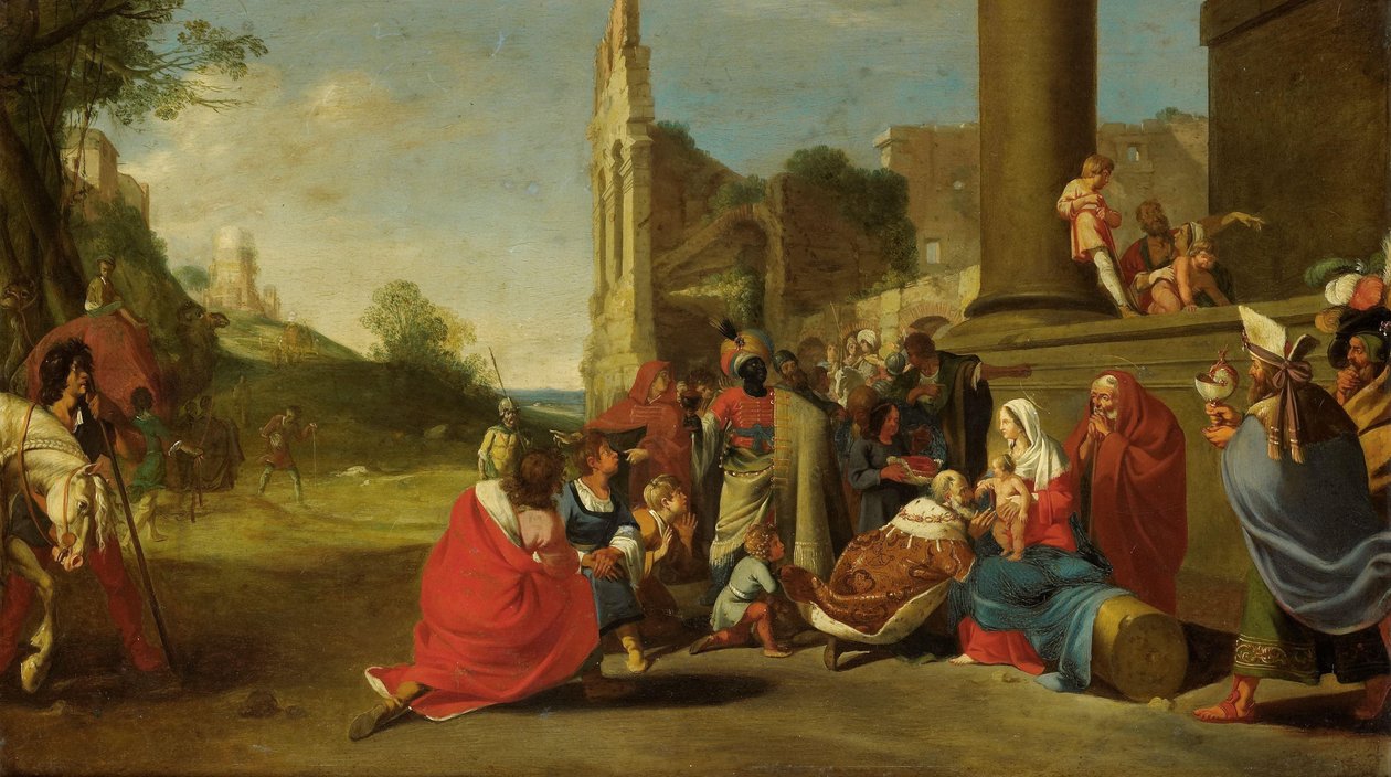 Tillbedjan av Magi av Bartholomeus Breenbergh (circle of)