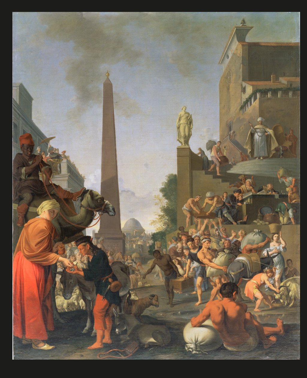 Joseph distribuerar majs i Egypten, 1655 av Bartholomeus Breenbergh