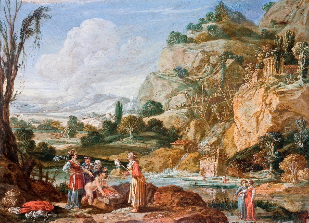 ""Barnet Moses hittas av Faraos dotter"" (Fyndet av spädbarnet Moses av Faraos dotter) Målning av Bartholomeus Breenbergh (1598-1657) Olja på koppar 1600-talet Dim 18,5x25 cm Hallwylska Museet, Stockholm av Bartholomeus Breenbergh