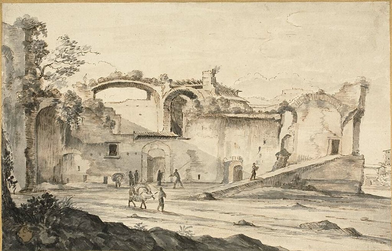 Resenärer inför en ruin av Bartholomeus Breenbergh