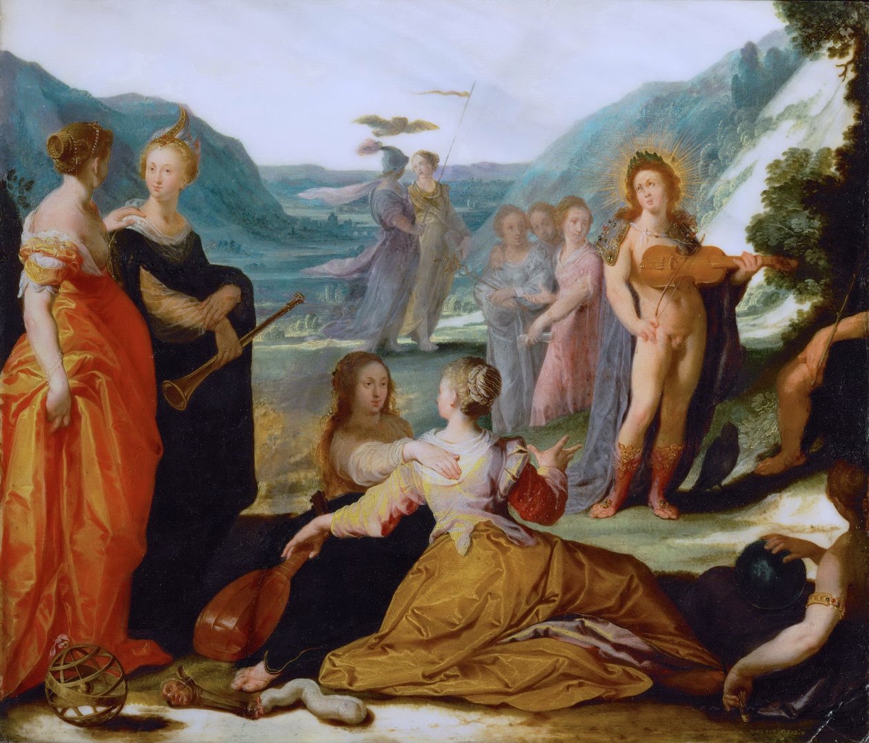 Apollo och muserna av Bartholomeus Spranger