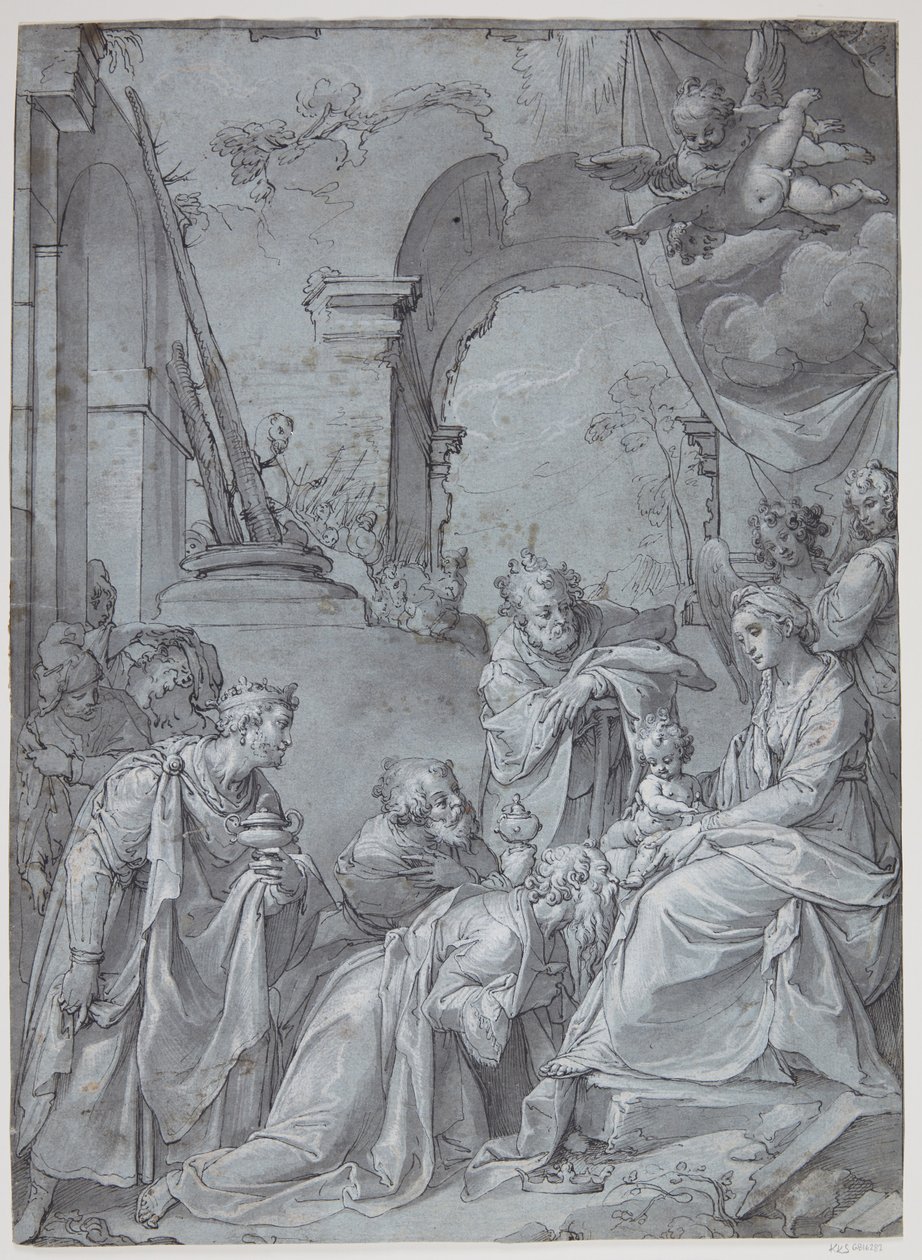 Tillbedjan av herdarna av Bartholomeus Spranger