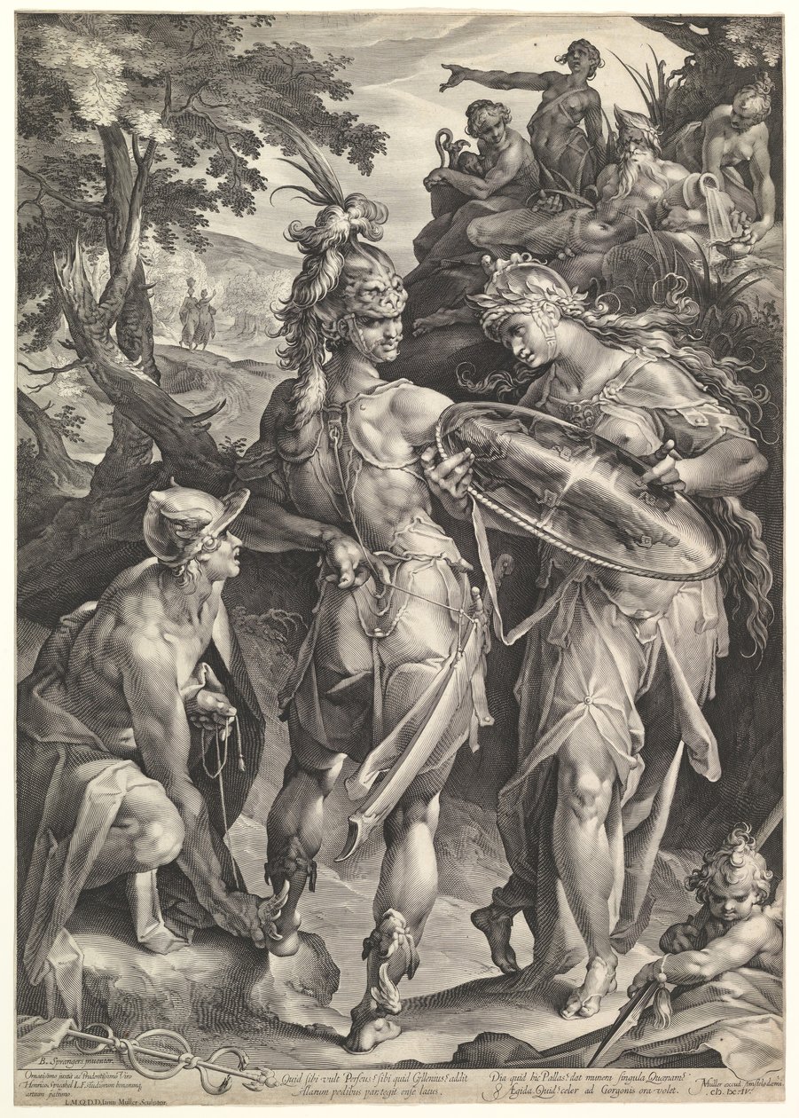 Minerva och Merkurius beväpnar Perseus, 1604 av Bartholomeus Spranger
