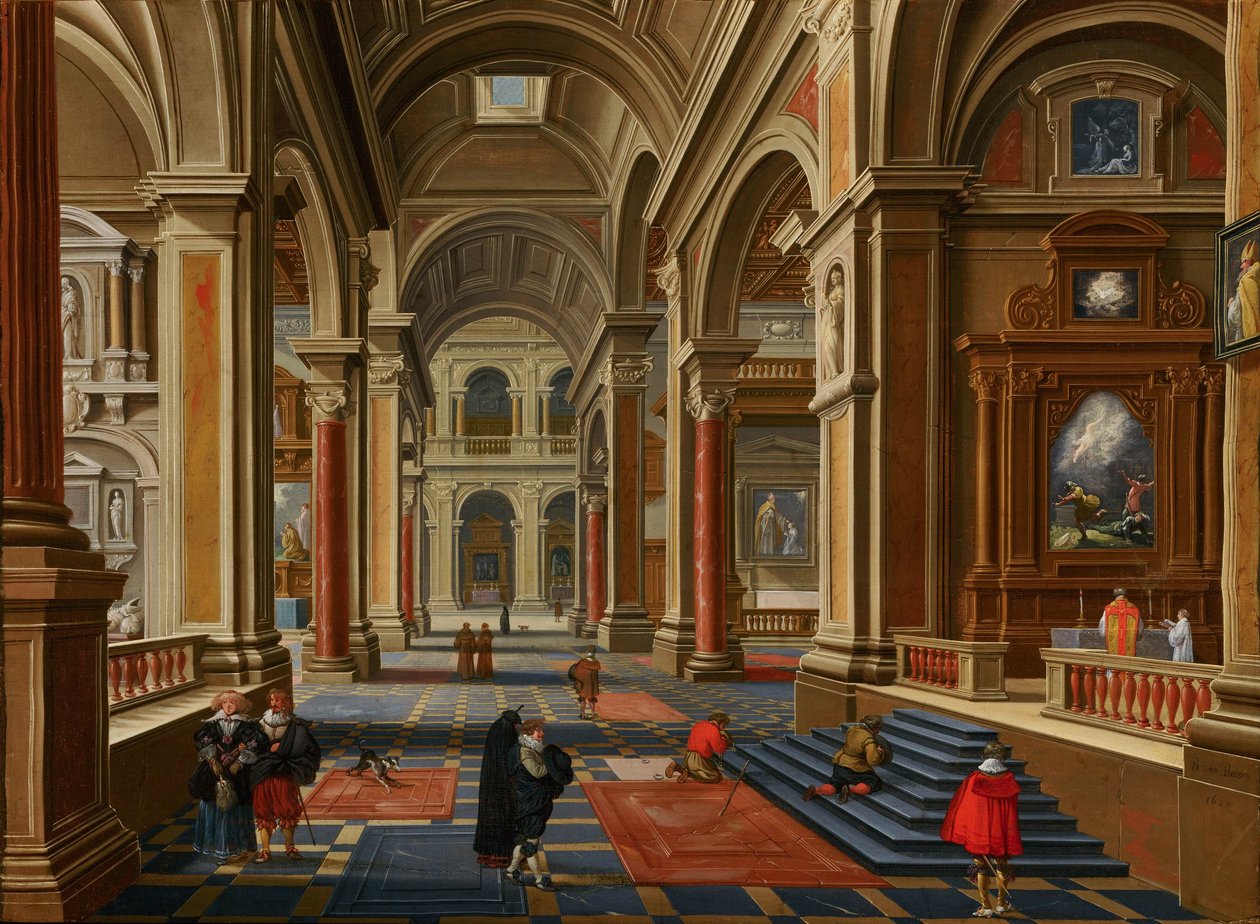 Interiör från en katolsk kyrka av Bartholomeus van Bassen