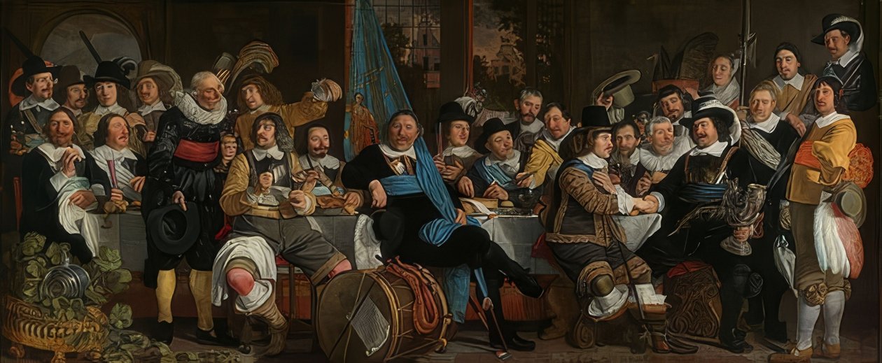 Gevärets måltid för att fira freden i Munster. 1648 av Bartholomeus van der Helst