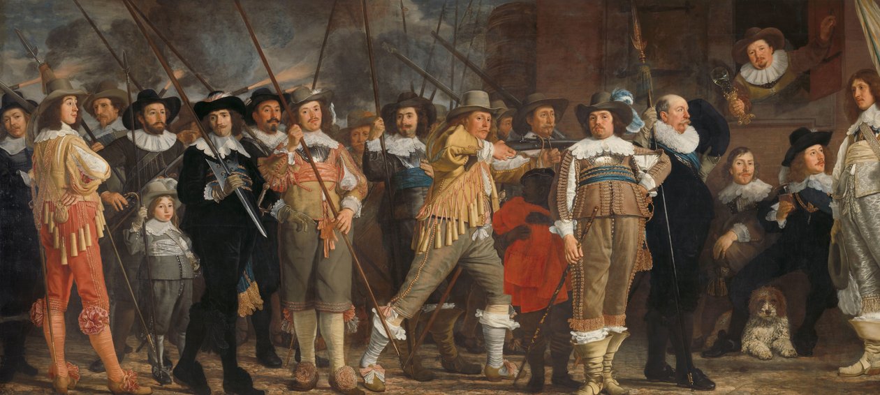 Miliskompani i distrikt VIII under befäl av kapten Roelof Bicker Officerare och andra civilgardister från VIII-distriktet i Amsterdam under befäl av kapten Roelof Bicker och löjtnant Jan Michielsz Blaeuw av Bartholomeus van der Helst