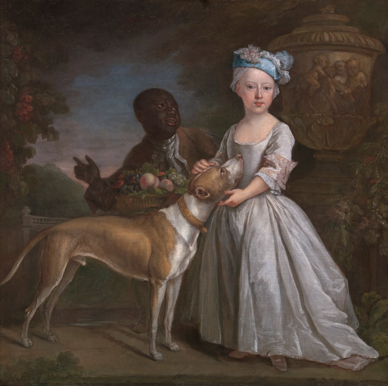 En ung flicka med en förslavad tjänare och en hund av Bartholomew Dandridge