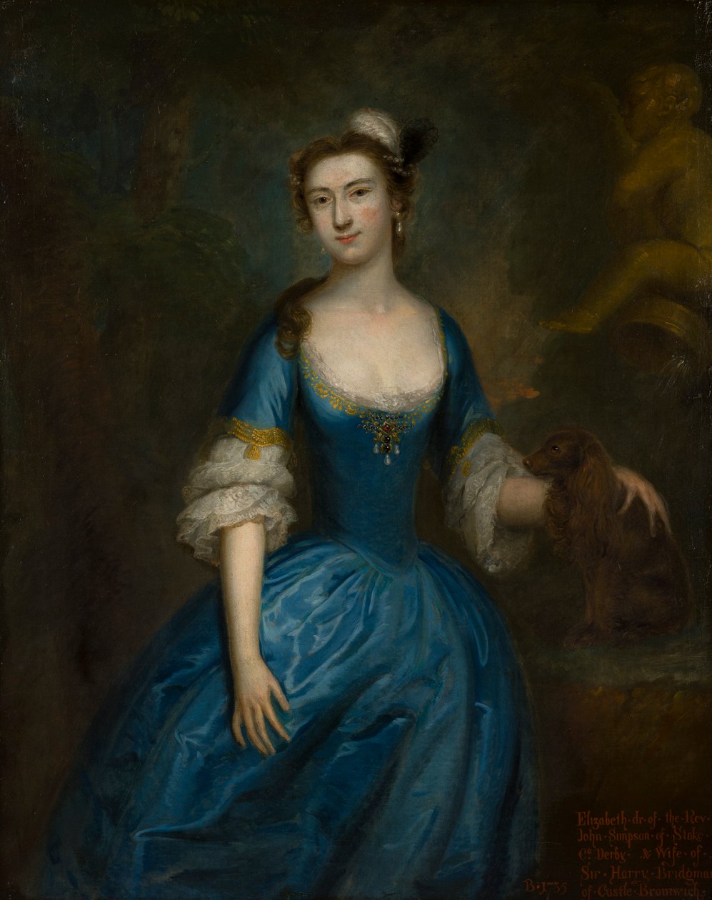 Porträtt av Elizabeth Simpson, Lady Bridgeman (1735-1806), ca 1753-55 (olja på duk) av Bartholomew Dandridge