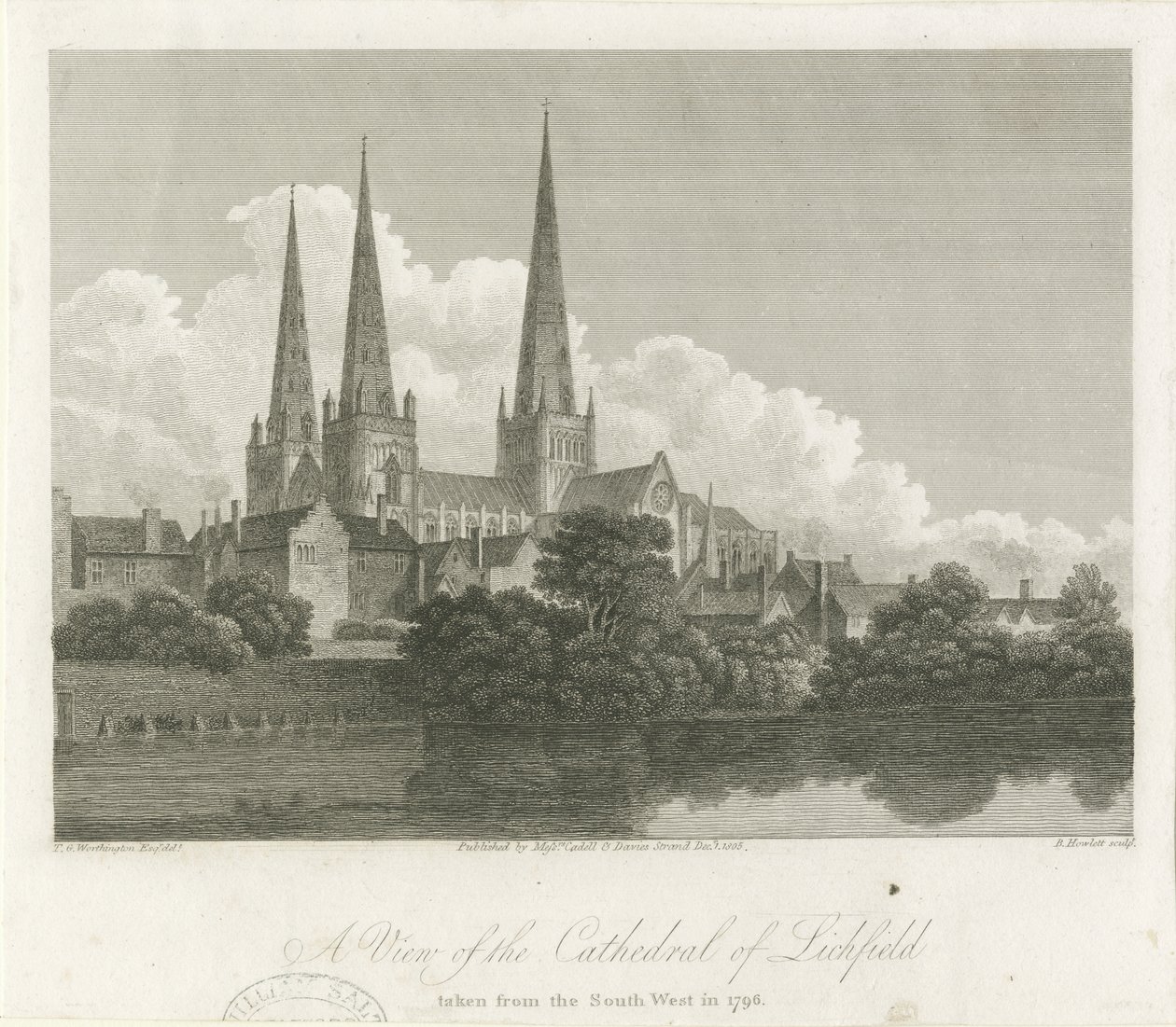 Lichfield Cathedral - South West View: gravyr, 1796 av Bartholomew Howlett
