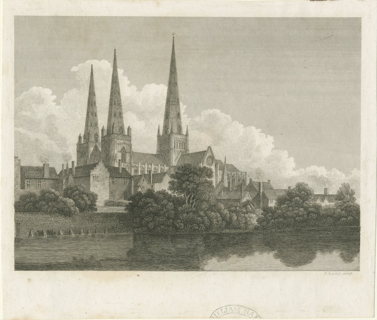 Lichfield Cathedral - South West View: gravyr, nd [?1796] av Bartholomew Howlett