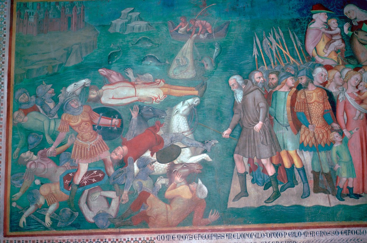Fresk av israeliterna som korsar Röda havet, 1300-talet av Bartolo di Fredi