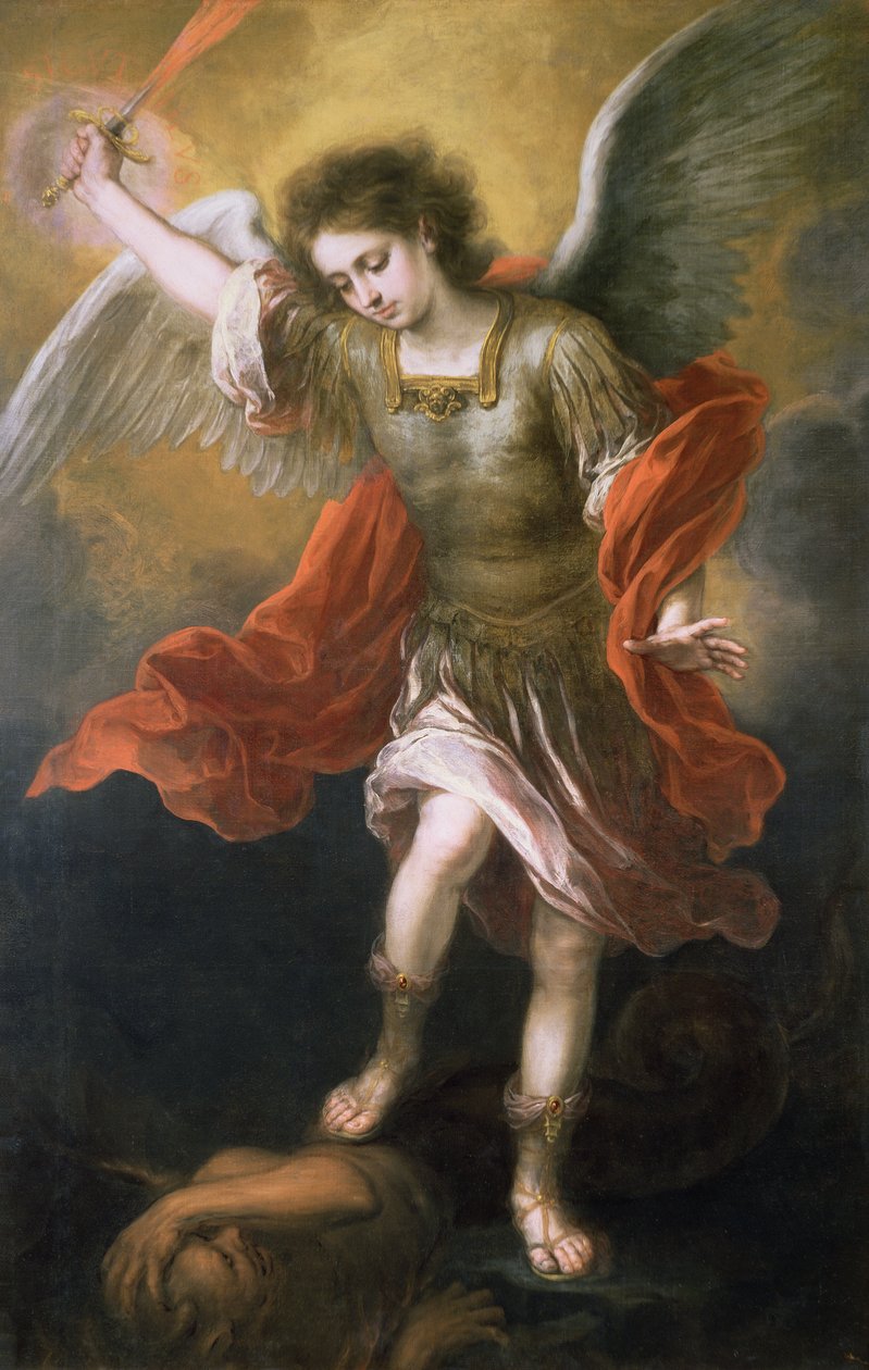 Saint Michael förvisar djävulen till avgrunden, 166568 av Bartolomé Esteban Murillo