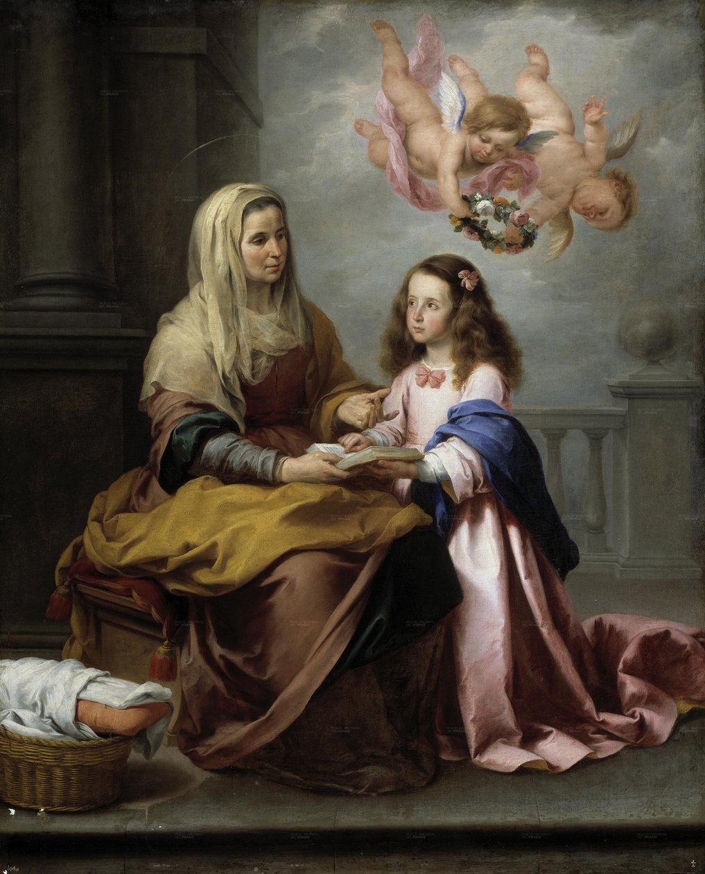 Santa Ana enseñando a leer a la Virgen av Bartolomé Esteban Murillo