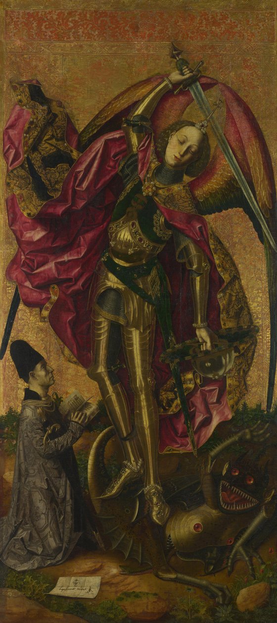 Saint Michael triumferar över djävulen, 1468 av Bartolomé Bermejo