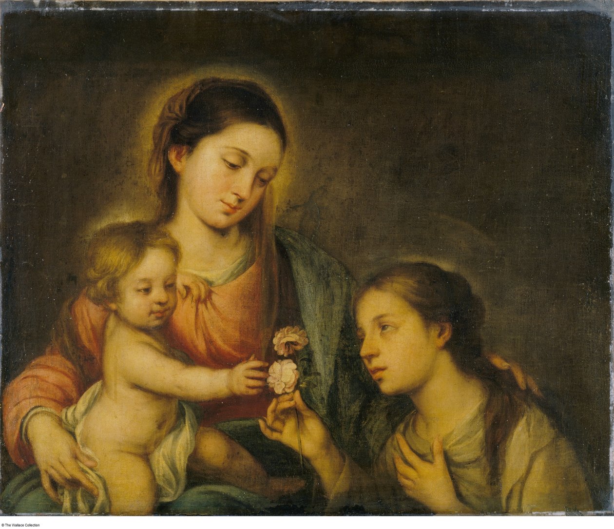 Efter Bartolomé-Esteban Murillo - Jungfrun med barnet och den heliga rosen av Viterbo, P104 av Bartolomé Esteban Murillo