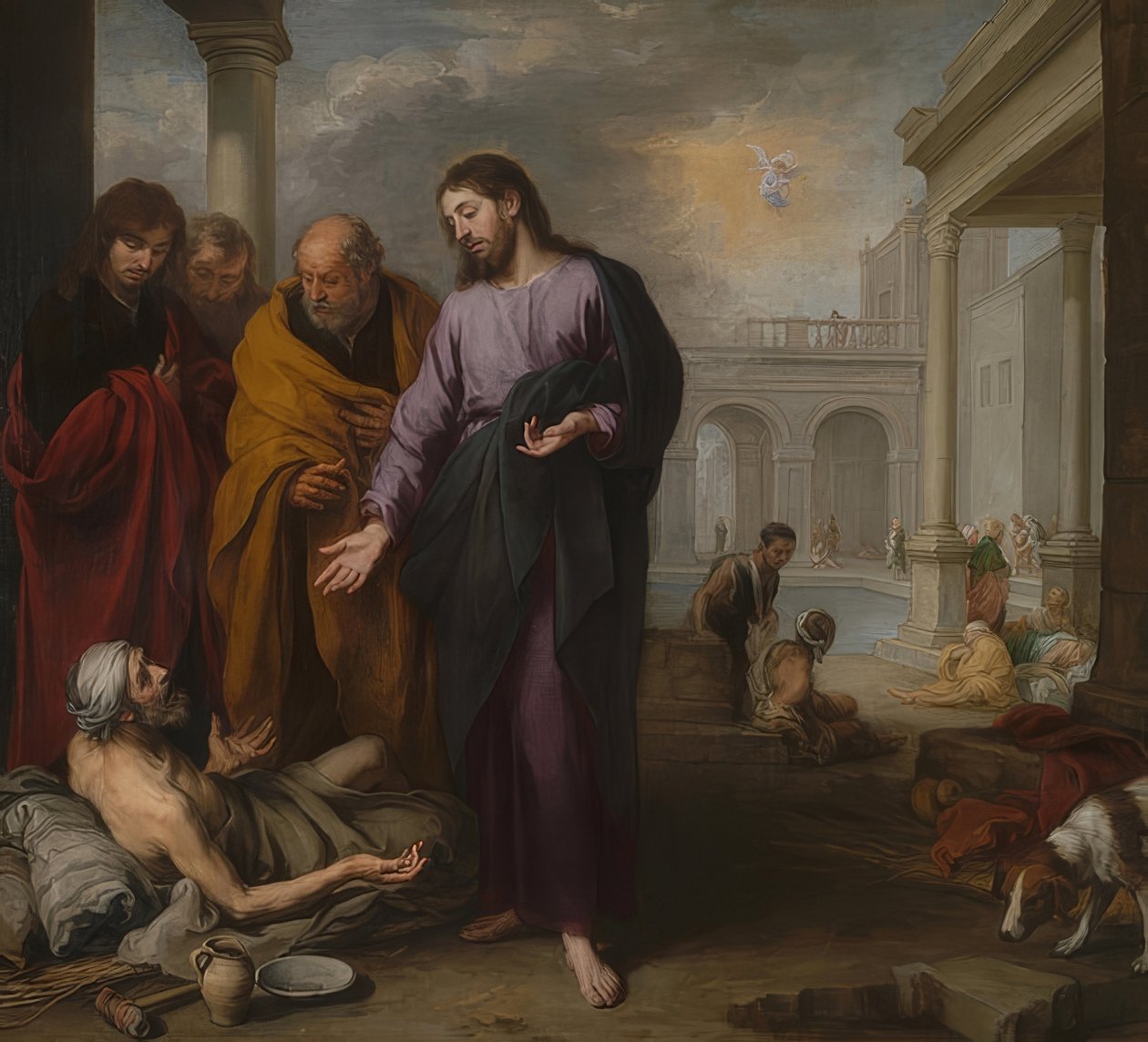 Helandet av den förlamade mannen vid Bethesda-dammen. 1667-70 av Bartolomé Esteban Murillo