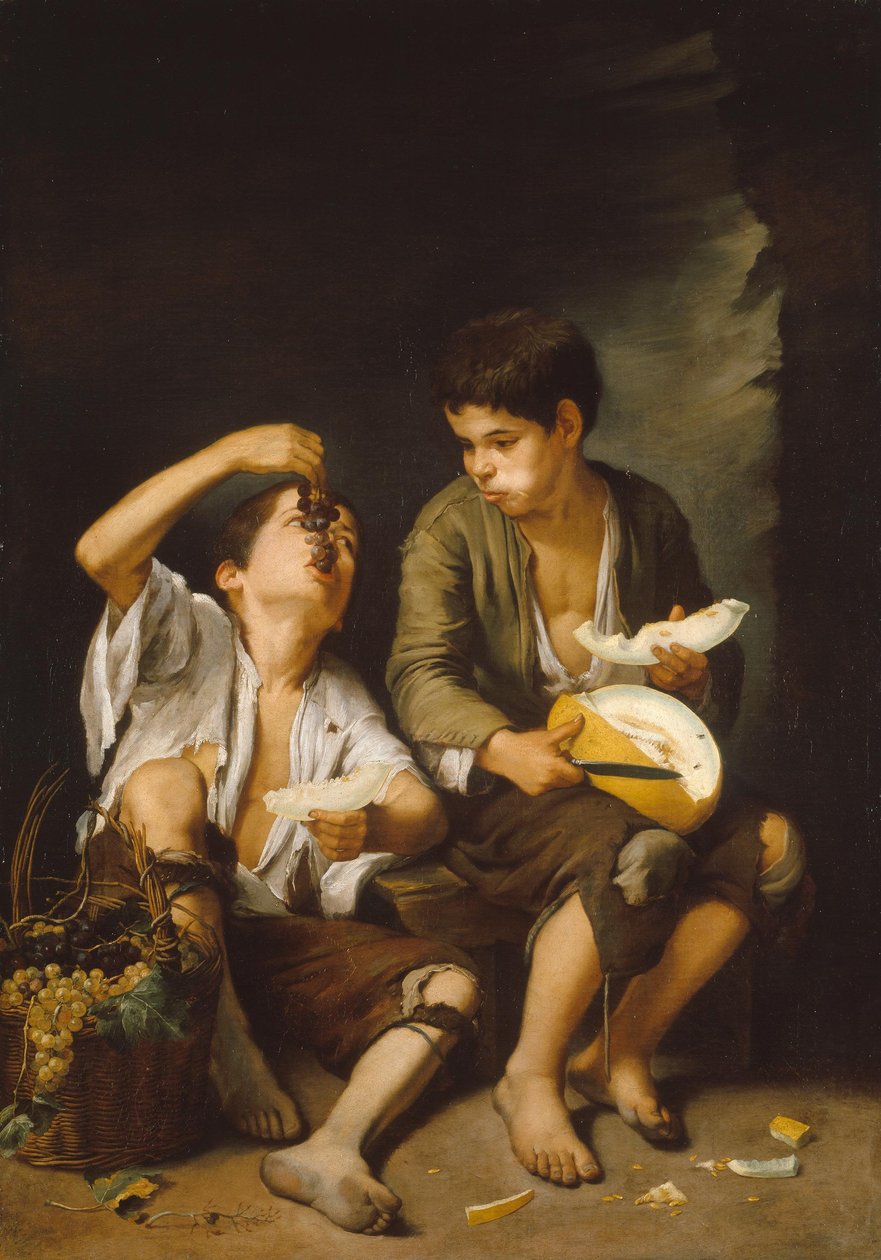 Tyska: Grape and Melon Eaters Pojkar som äter vindruvor och melon av Bartolomé Esteban Murillo