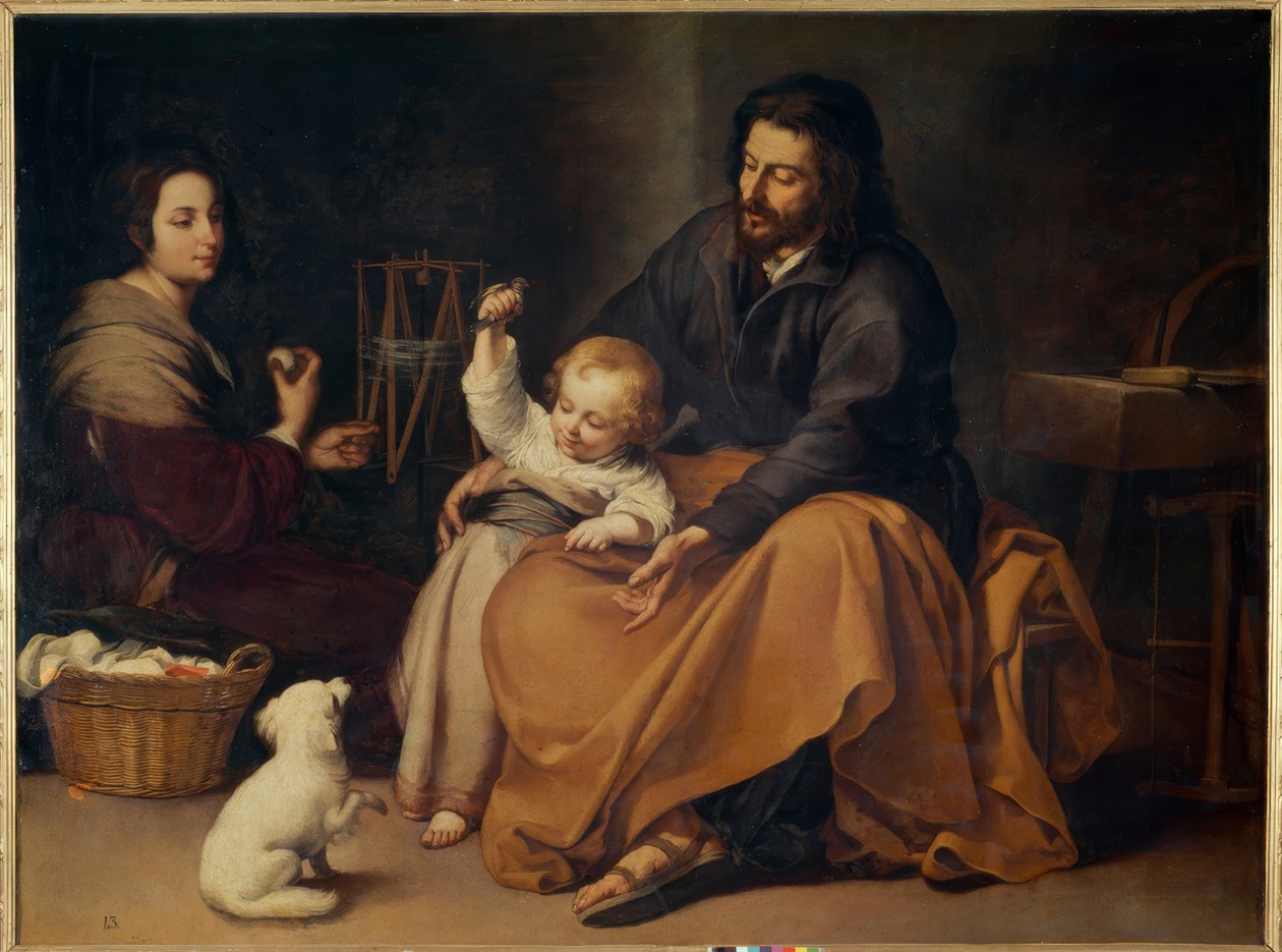 Helig familj med den lilla fågeln av Bartolomé Esteban Murillo