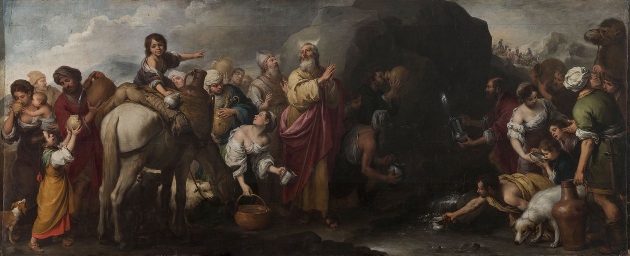Moses slår vatten från klippan, 1667-1670. av Bartolomé Esteban Murillo