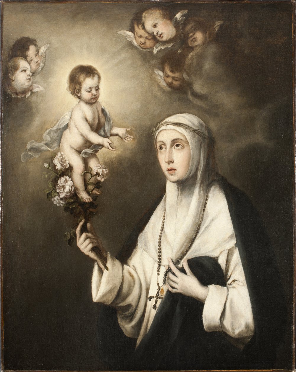 Rose de Lima (Isabel Flores de Oliva) (1586-1617) - Saint Rose of Lima, av Murillo, Bartolome Esteban, Kopia efter . Olja på duk. Mått: 93x76 cm. Nationalmuseum Stockholm av Bartolomé Esteban Murillo
