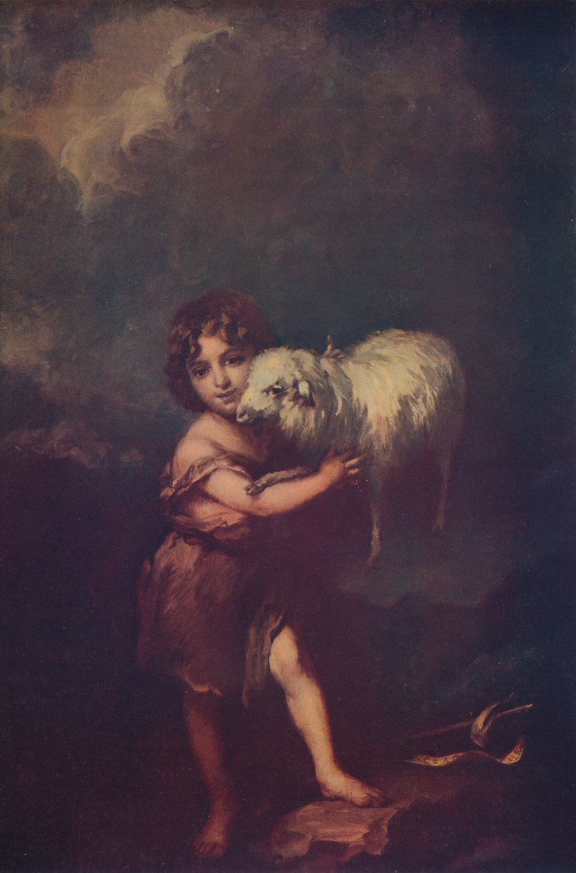Johannes och lammet, 1660-5, c1900 av Bartolomé Esteban Murillo