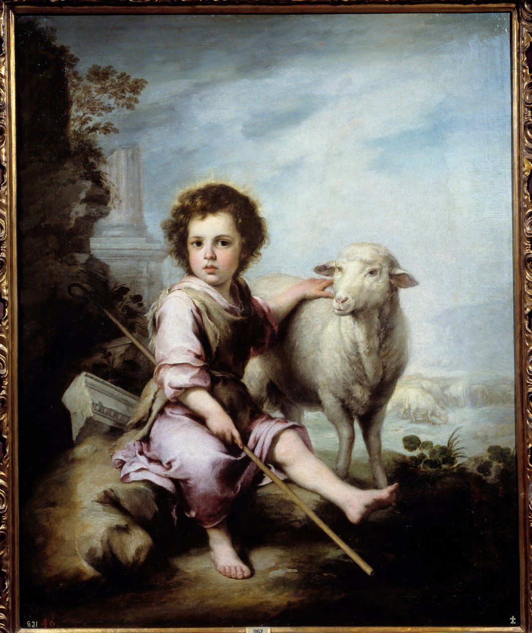 Den gode pastormålningen av Bartolome Murillo (1618-1682) 1600-talets sön. 1,23x1,01 m Madrid, Pradomuseet - Den gode herden. Målning av Bartolome Murillo (1618-1682) 1600-talet. 1,23 x 1,01 m. Pradomuseet, Madrid av Bartolomé Esteban Murillo