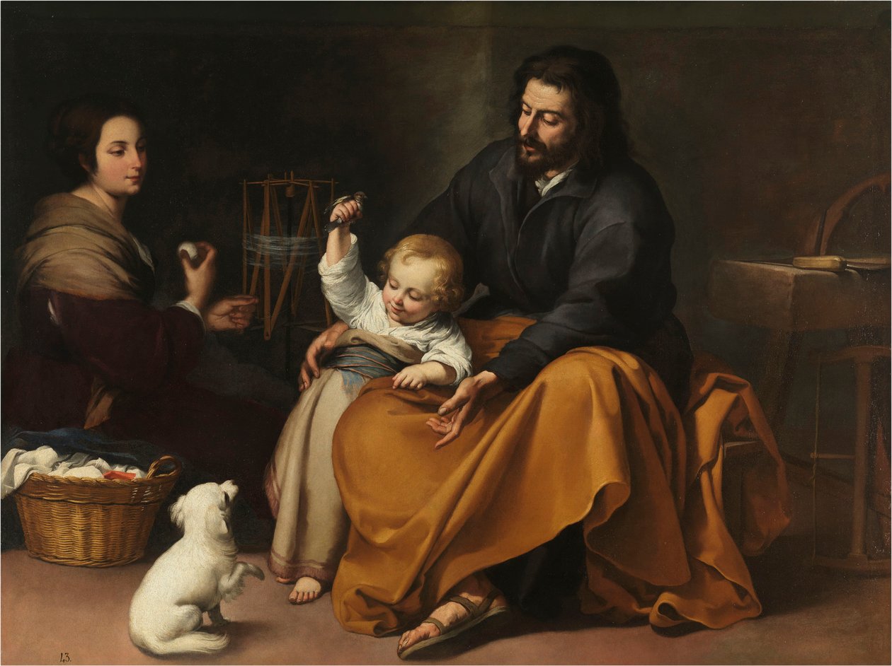 Den heliga familjen med en liten fågel, ca. 1650. av Bartolomé Esteban Murillo